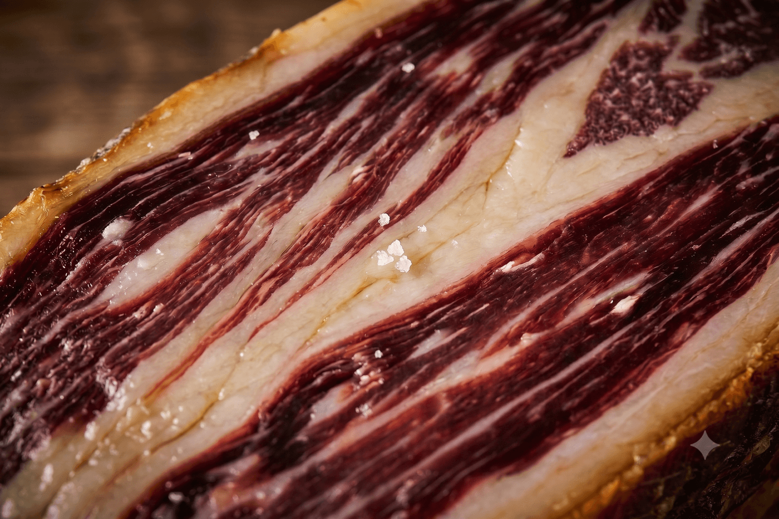 Jamón ibérico con cristales de tirosina